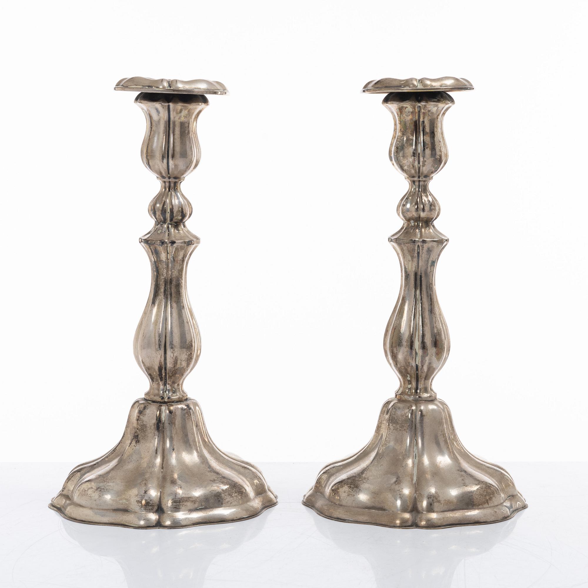 A Pair of Norwegian silver candlesticks, mark of Norsk Filigransfabrikk, Oslo, early 20th century.