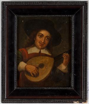 OKÄND KONSTNÄR, 1700-tal. olja på pannå, bär signatur Hals.