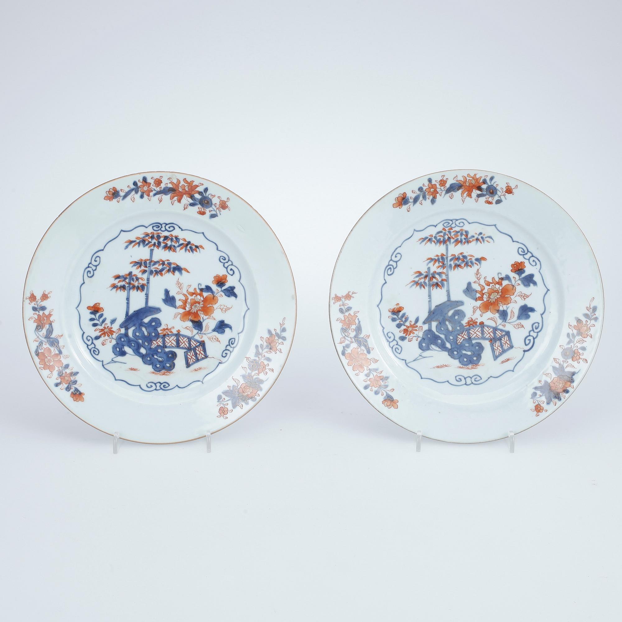 TALLRIKAR, 5 st, porslin, Qianlong, Kina 1700-tal.