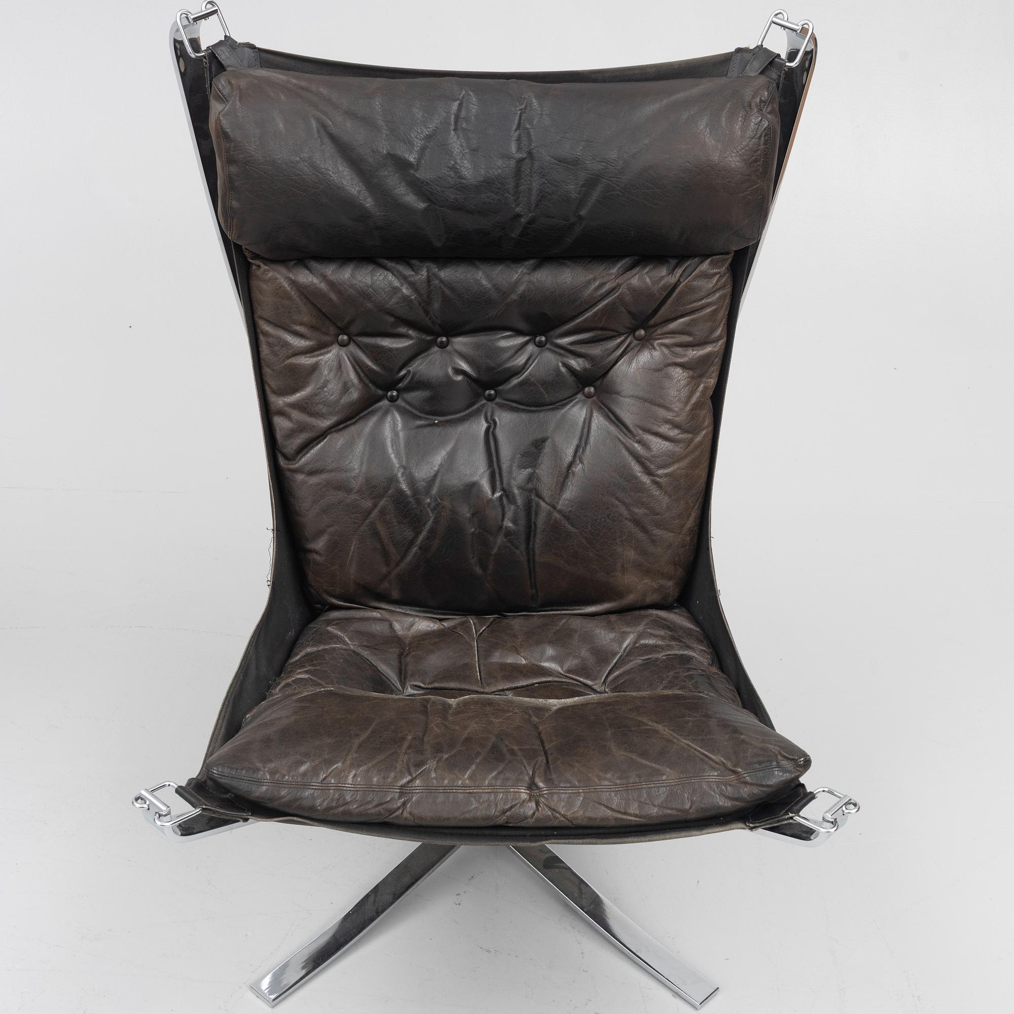 Sigurd Ressel, fåtöljer, ett par, "Falcon chair", Vatne Möbler, Norge, 1970-tal.