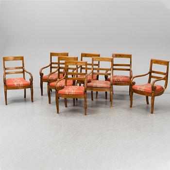 Eight Charles X armchairs, France, first half of the 19th century.
