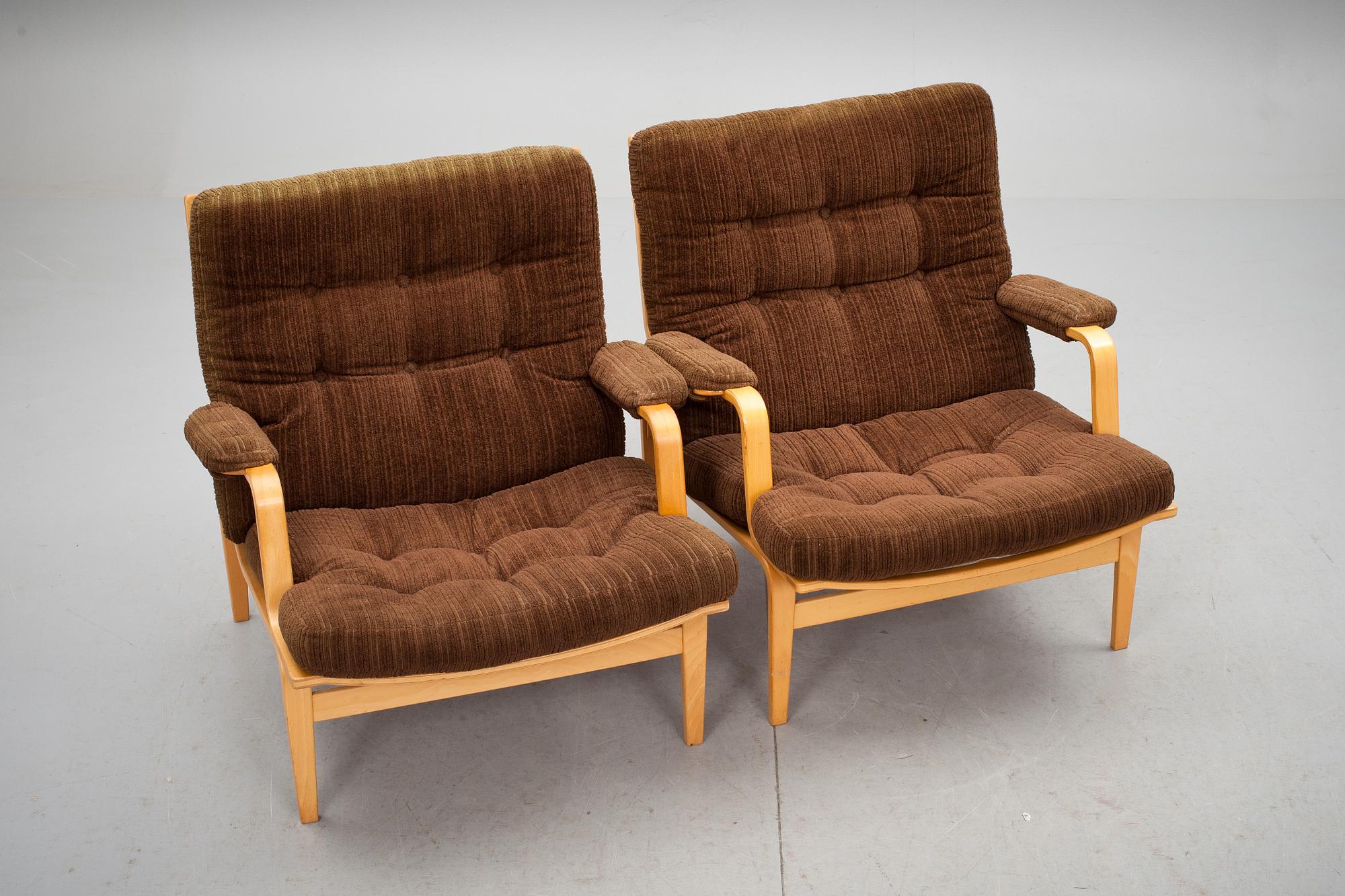 FÅTÖLJER, ett par, Bruno Mathsson, Dux, 1960/70-tal.