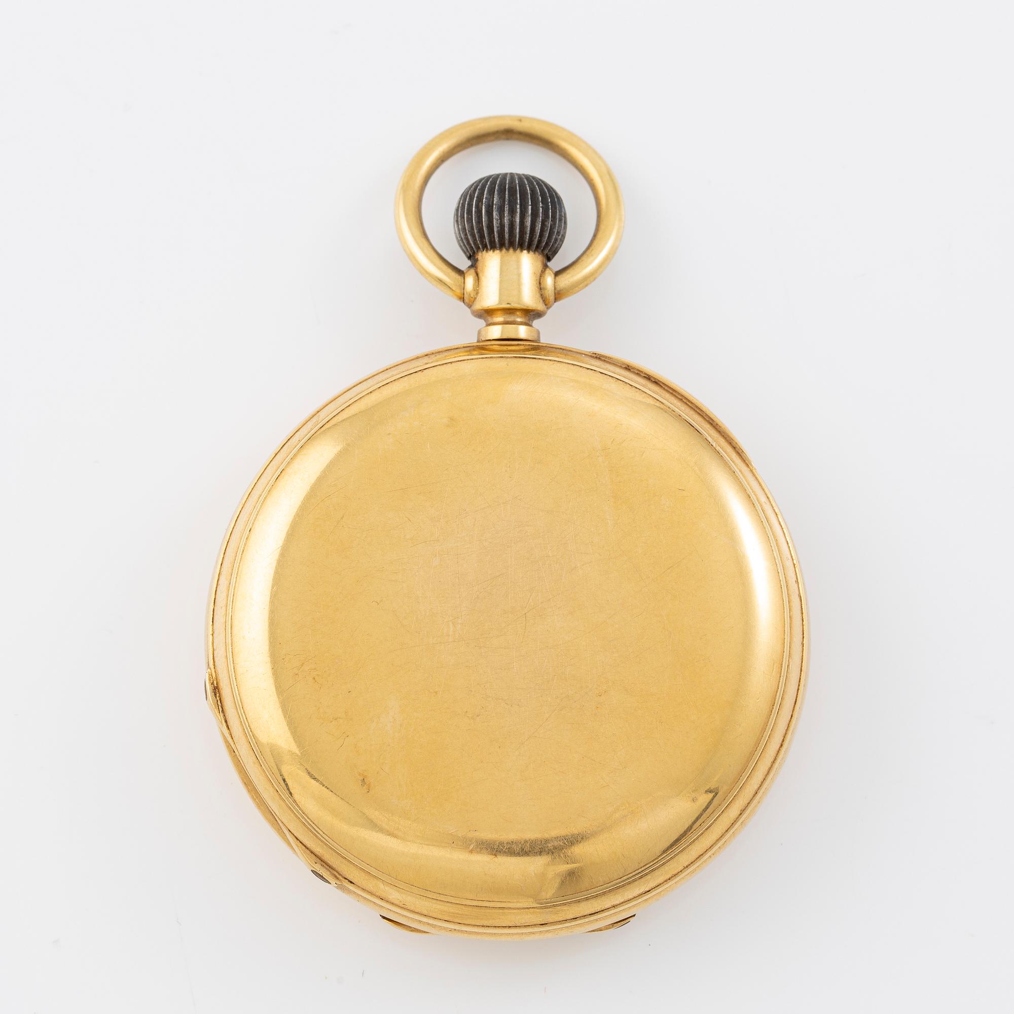 Pocket watch, hunter, 18K gold, 50 mm.