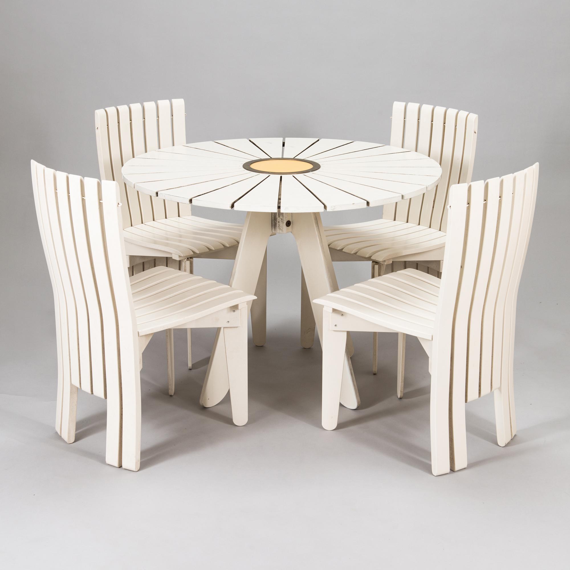 Alvar Aalto, A five-piece 'Aurinko' (Sun-series) garden furniture suite for Artek 2006.