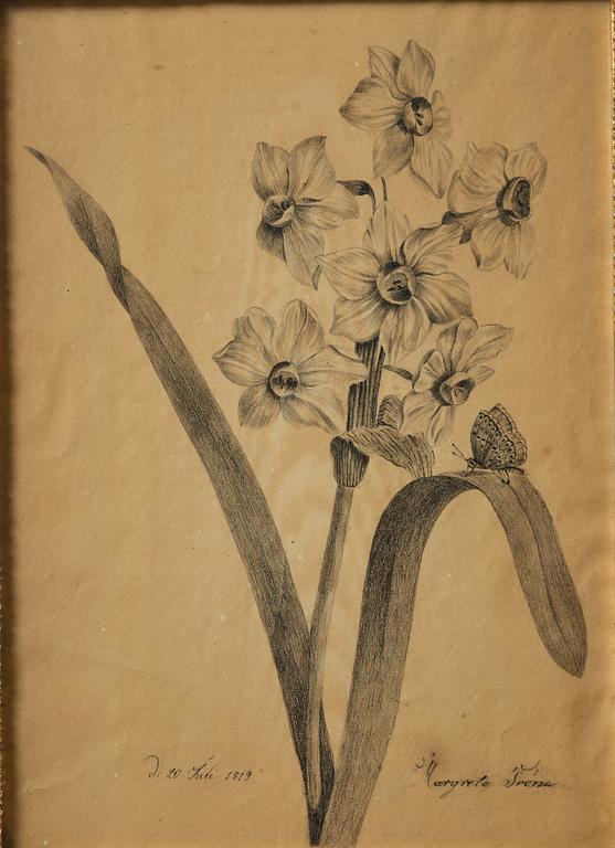 Ramar, ett  par, Sverige, tidigt 1800-tal, Empire, med blomsterstudier av Margareta Tröne (1804-1830).