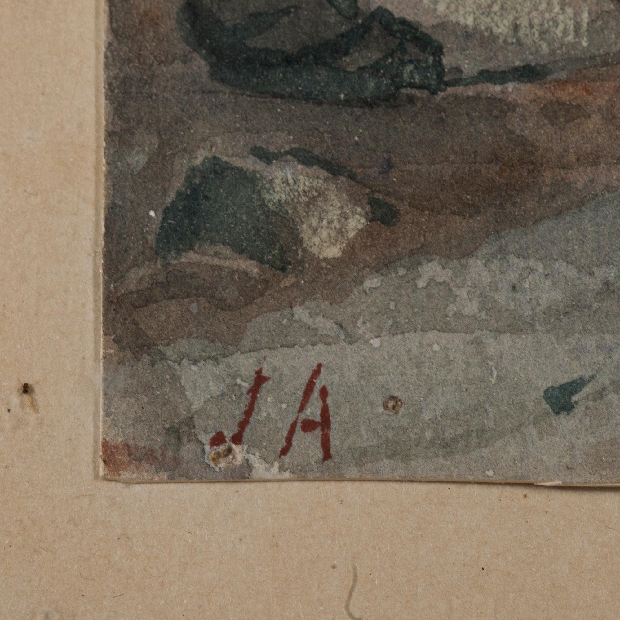 OKÄND KONSTNÄR, akvarell, monogramsignerad, 1800/1900-tal.