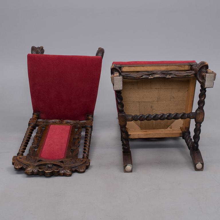 STOLAR, ett par, barockstil, 1920-tal.