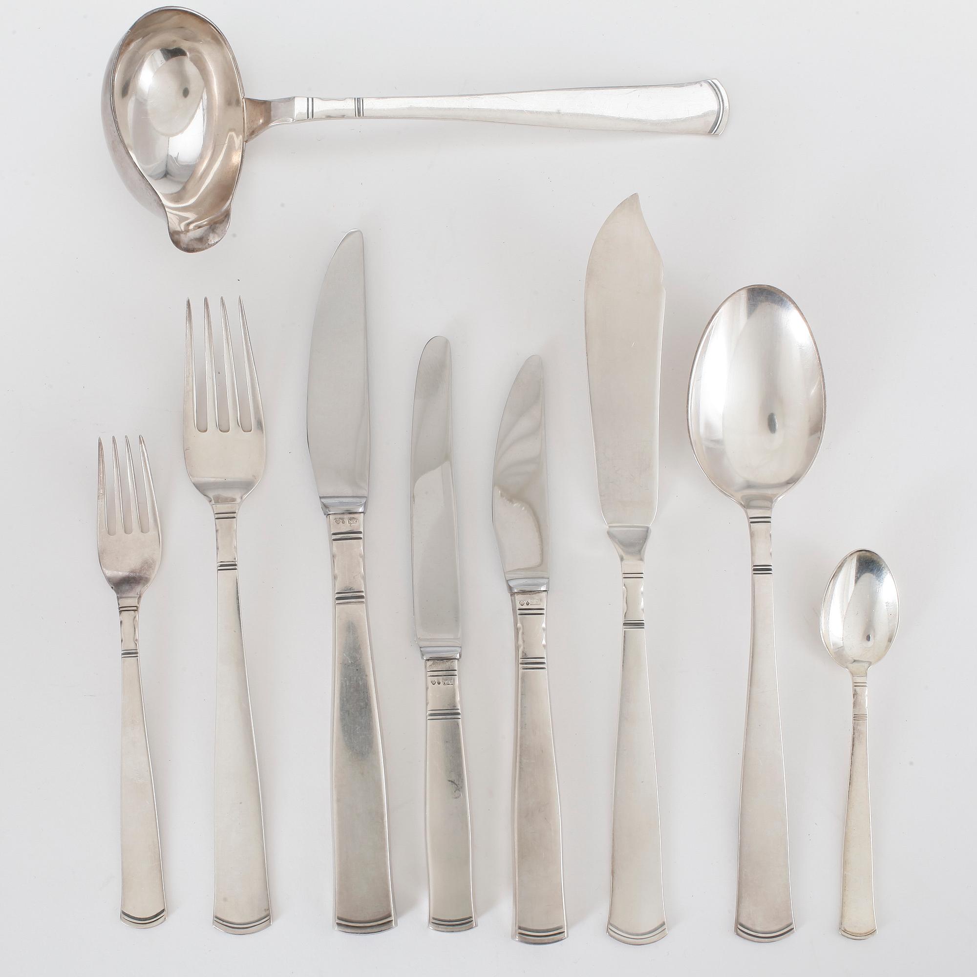 BESTICKSERVIS, 115 delar, silver, "Rosenholm", GAB, Stockholm, 1951. Vikt ca 3285g.