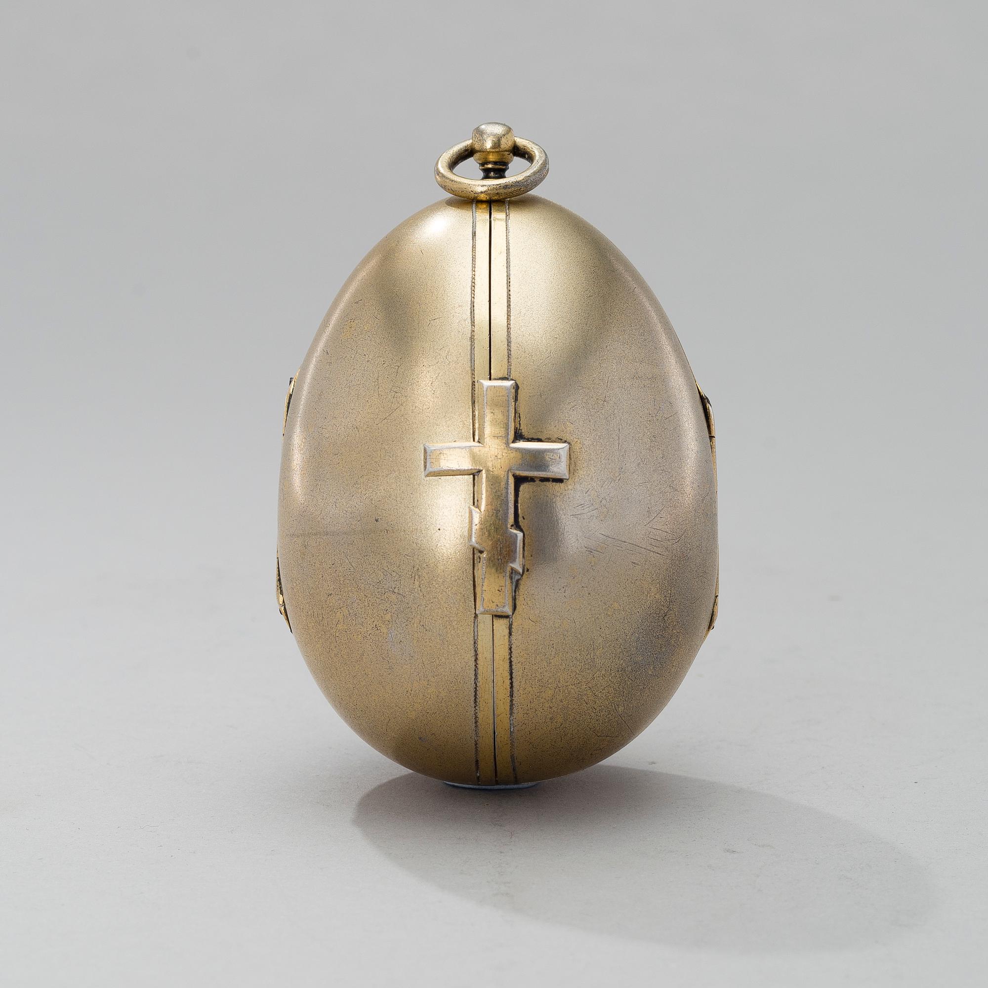 ÄGG/IKON, silver, Ryssland, St:Petersburg ca 1900, otydlig mästarstämpel, totalvikt 136 g.