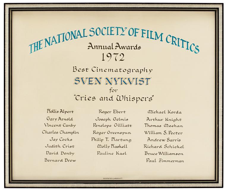 DIPLOMA, Annual Awards 1972 Best Cinematography.