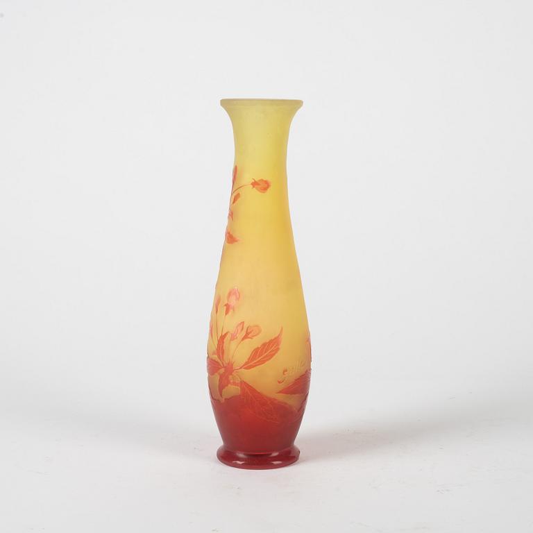 Emile Gallé, vase, glass, Art Nouveau, Nancy, France, early 20th century.