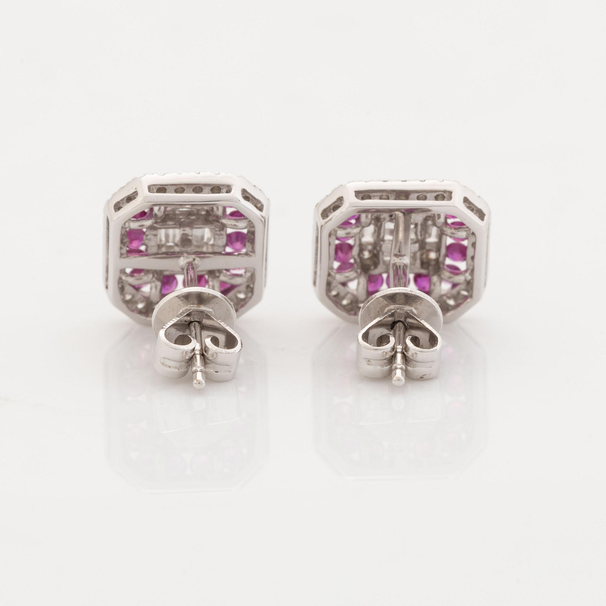 Ruby and diamond earrings.