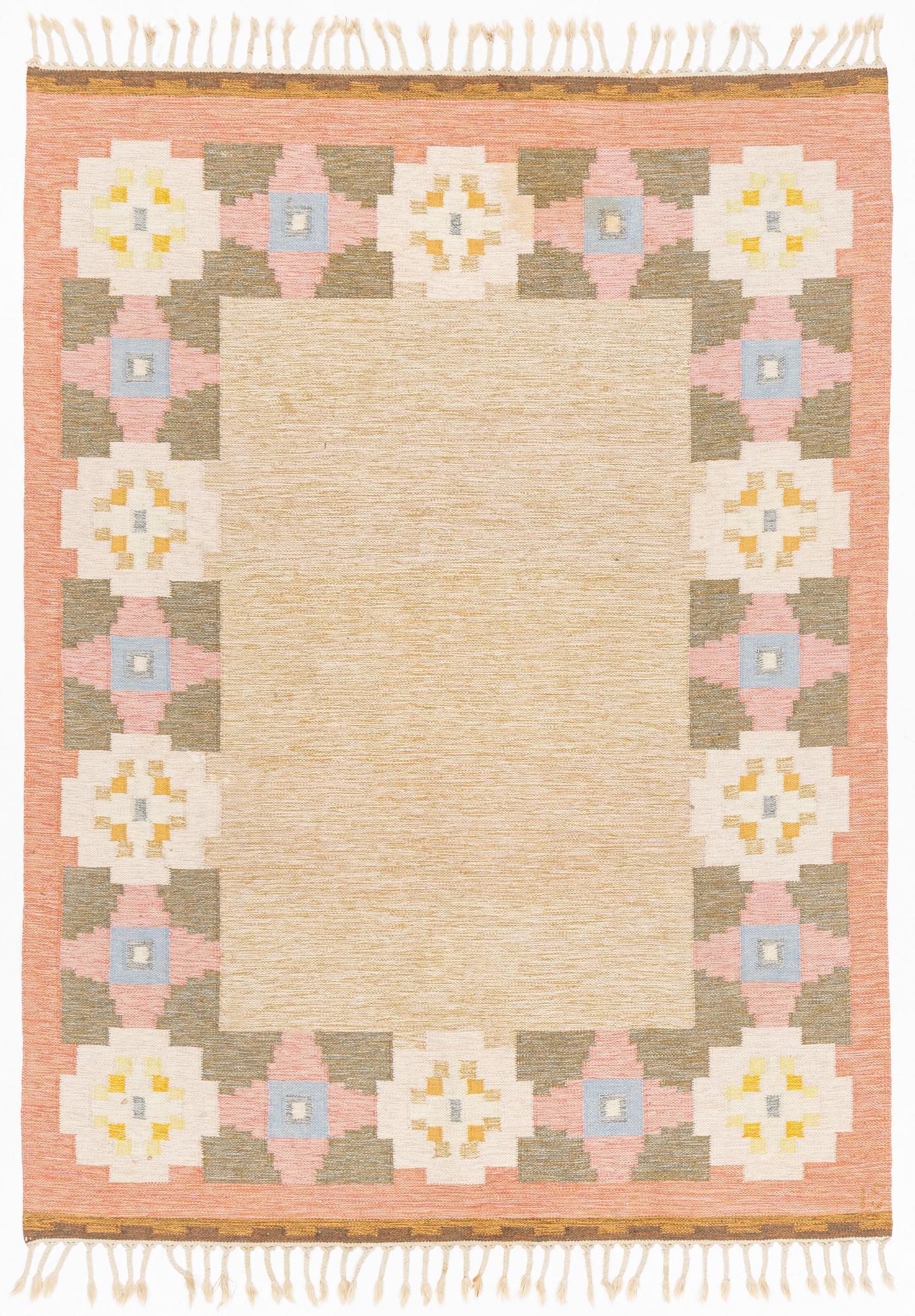 Ingegerd Silow, a flat wave rug, signed IS, c. 230 x 170 cm.