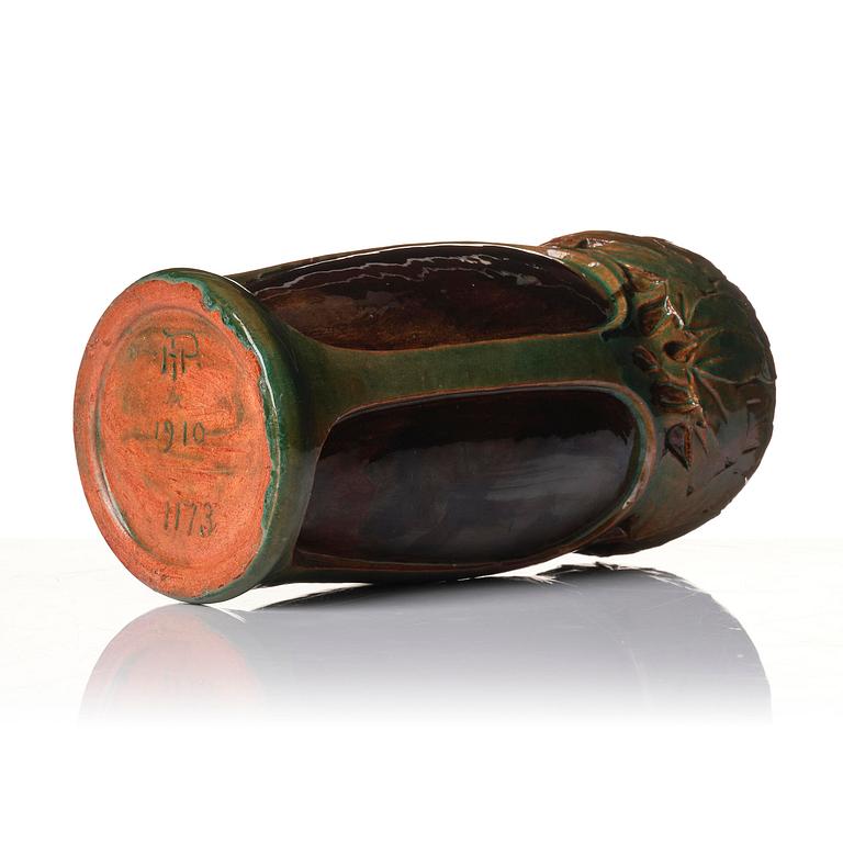 Hilma Persson-Hjelm, a glazed earthenware art nouveau vase, executed in her own studio, 1910. No 1173.