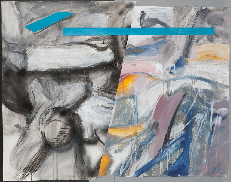 Petr Rehor, acrylic and collage, signed and dated-85.