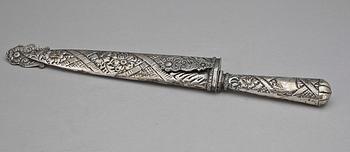 GAUCHOKNIV MED BALJA, nysilver och stål, Sydamerika, 1900-talets mitt.