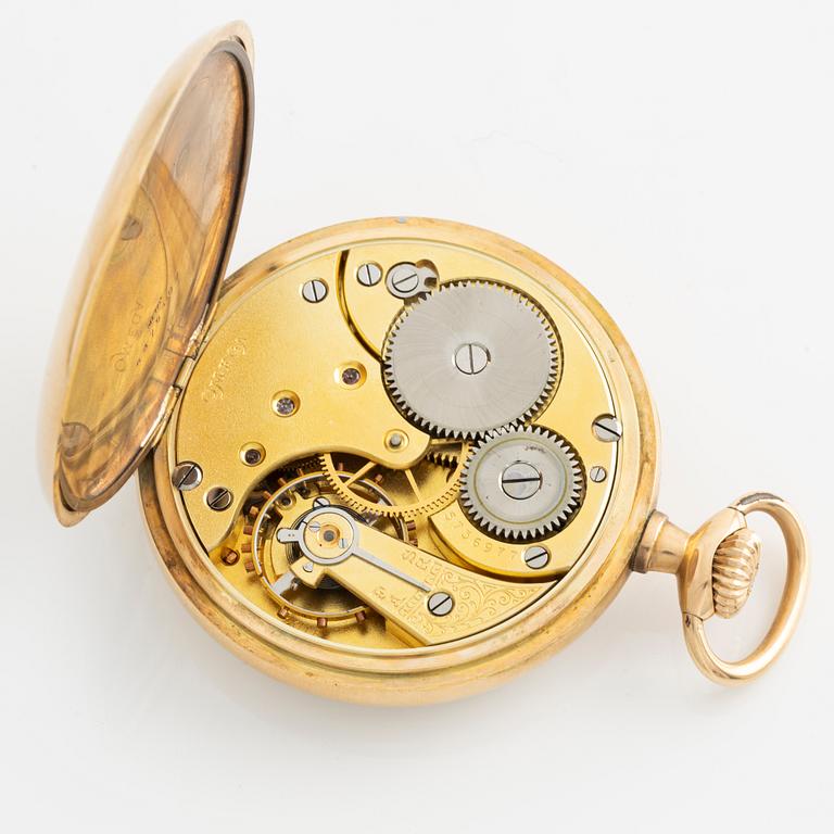 Omega, pocket watch, 14K gold, "Red Twelve", 51 mm.