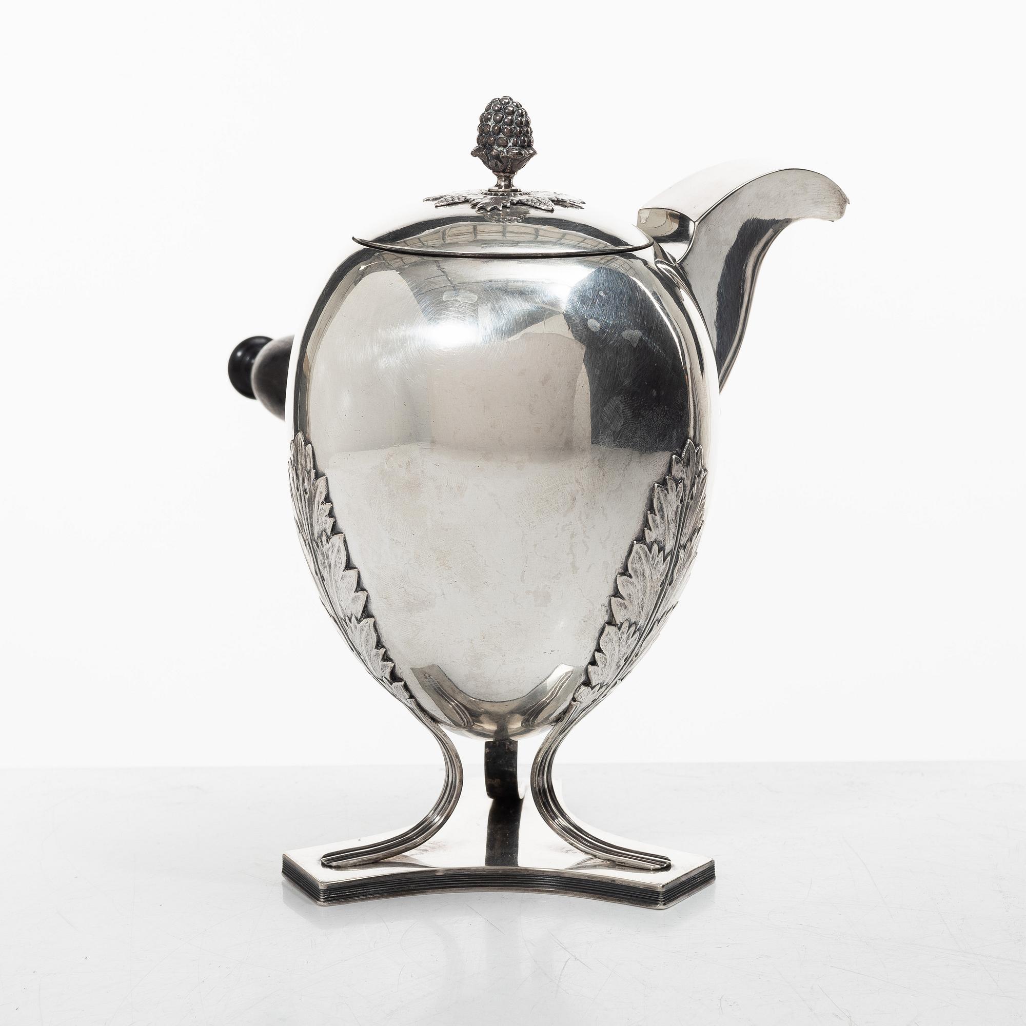 Gustaf Folcker, A swedish silver Empire coffee pot, mark of Gustaf Folcker, Stockholm 1820.