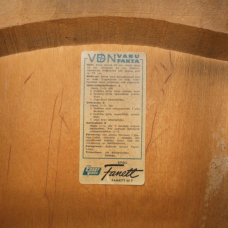 STOLAR, ett par, "Fanett", Ilmari Tapiovaara, Edsbyverken, formgiven 1955.