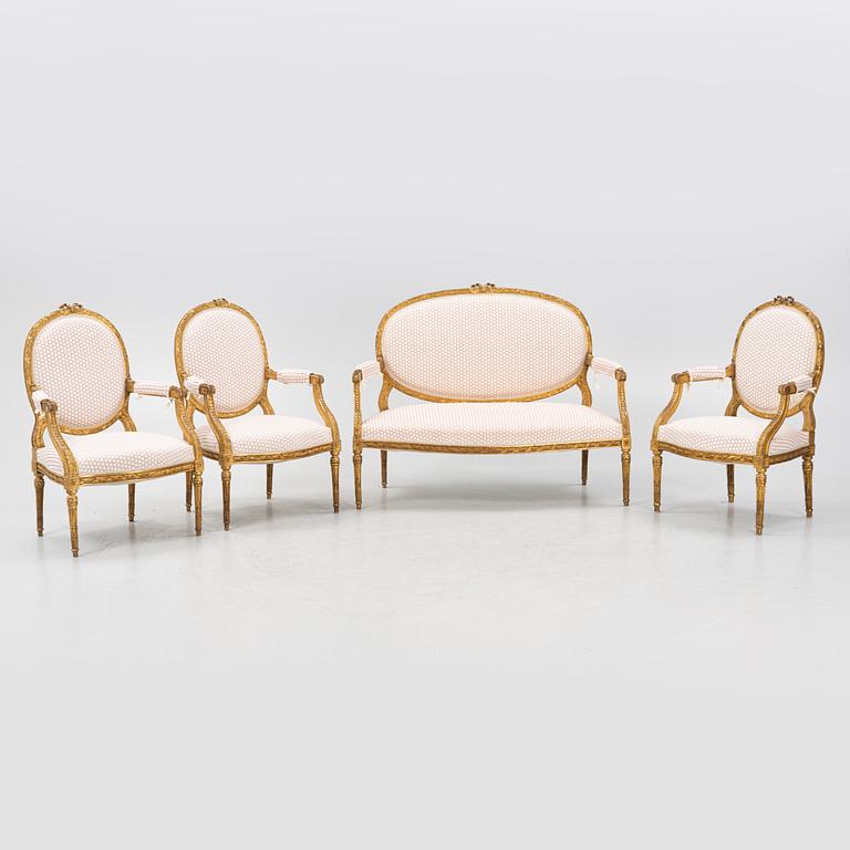 A set of four Louis XVI style furniture, late 19th century.