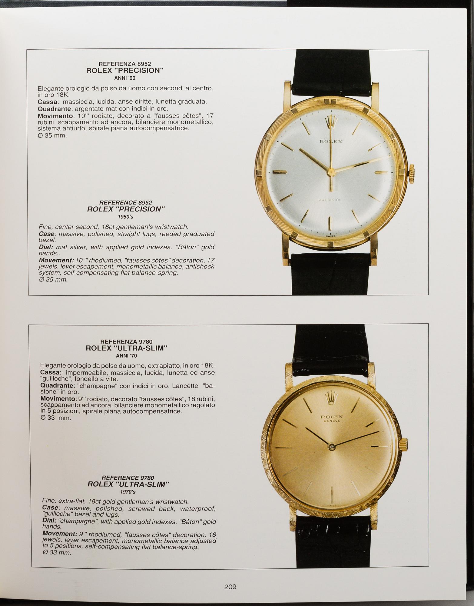BÖCKER, 2 st, bl.a. "Orologi da Pulso Wristwatches Rolex", Osvaldo Patrizzi, Guido Mondani Editore, 1995.