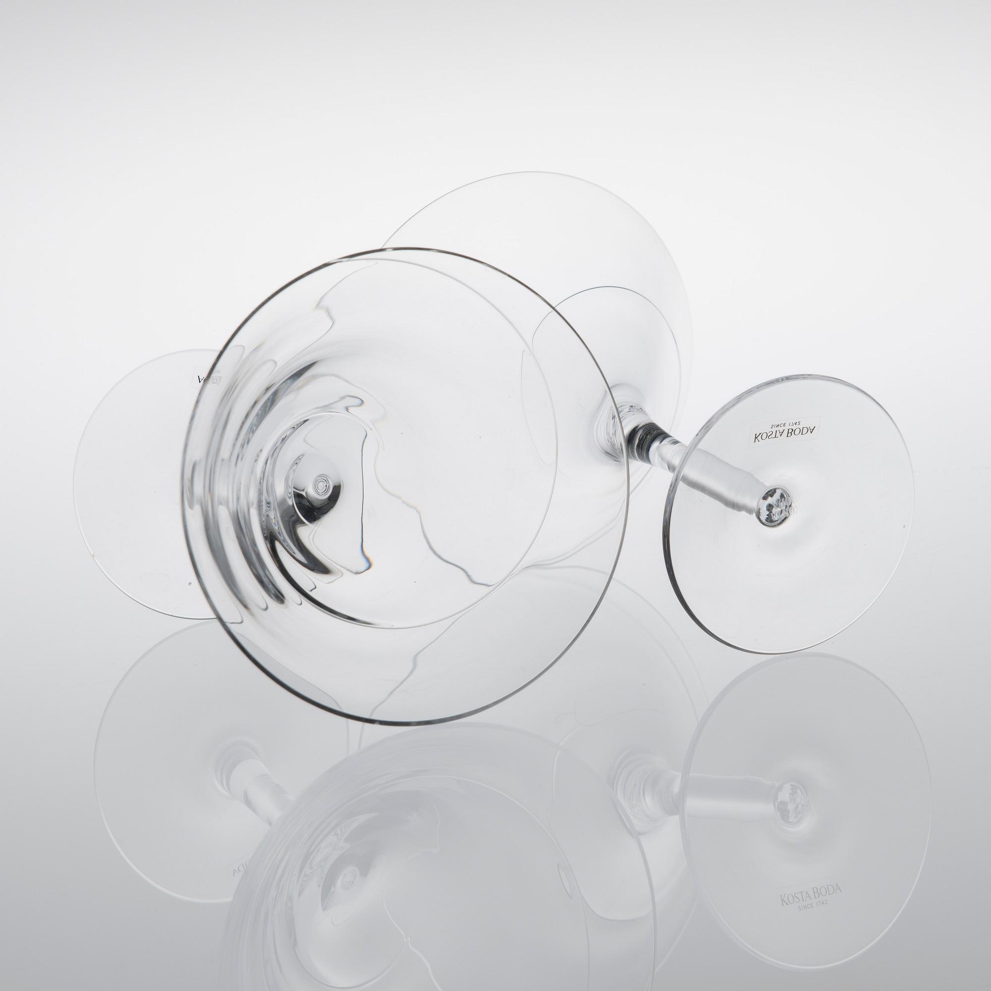 DRICKSGLAS, 12 st, "Line" Anna Ehrner, Kosta Boda, 1900-talets slut.