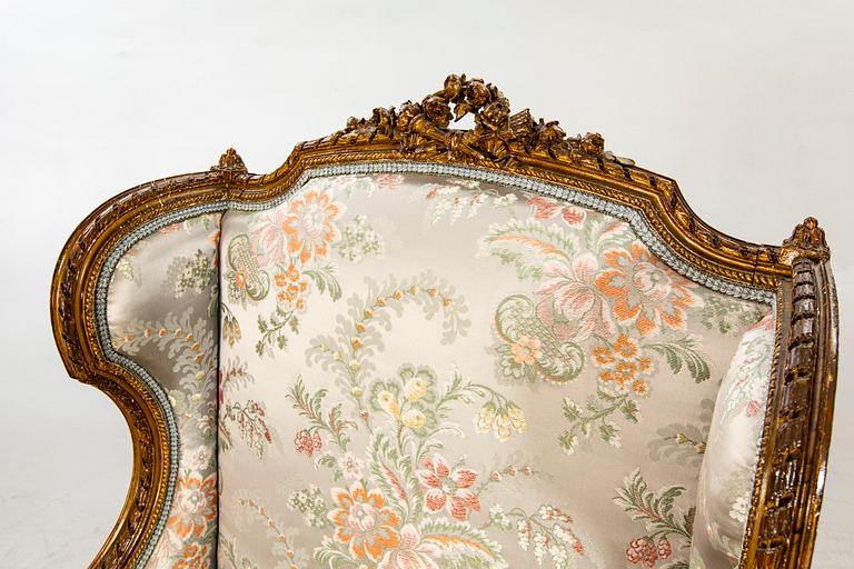 BERGÈRE / FÅTÖLJ, Louis XVI-stil, 1800-talets slut.