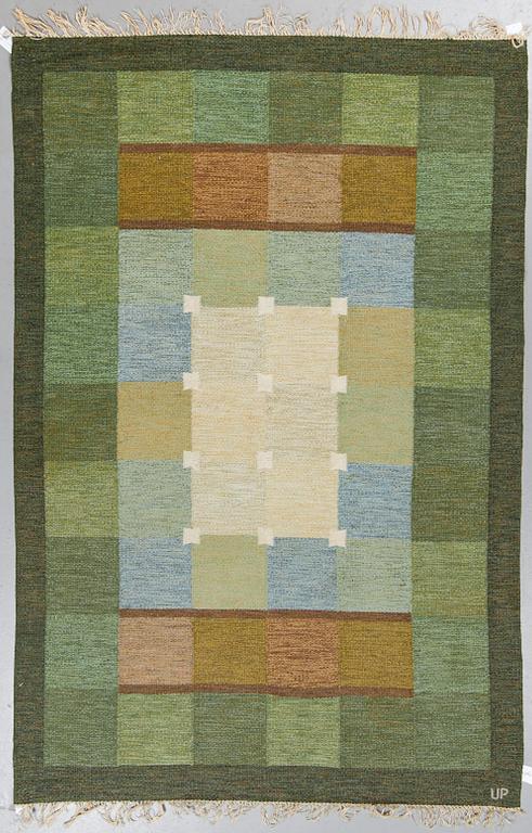 Ulla Parkdal, a carpet, flat weave, ca 239,5 x 158,5-160 cm, signed UP.