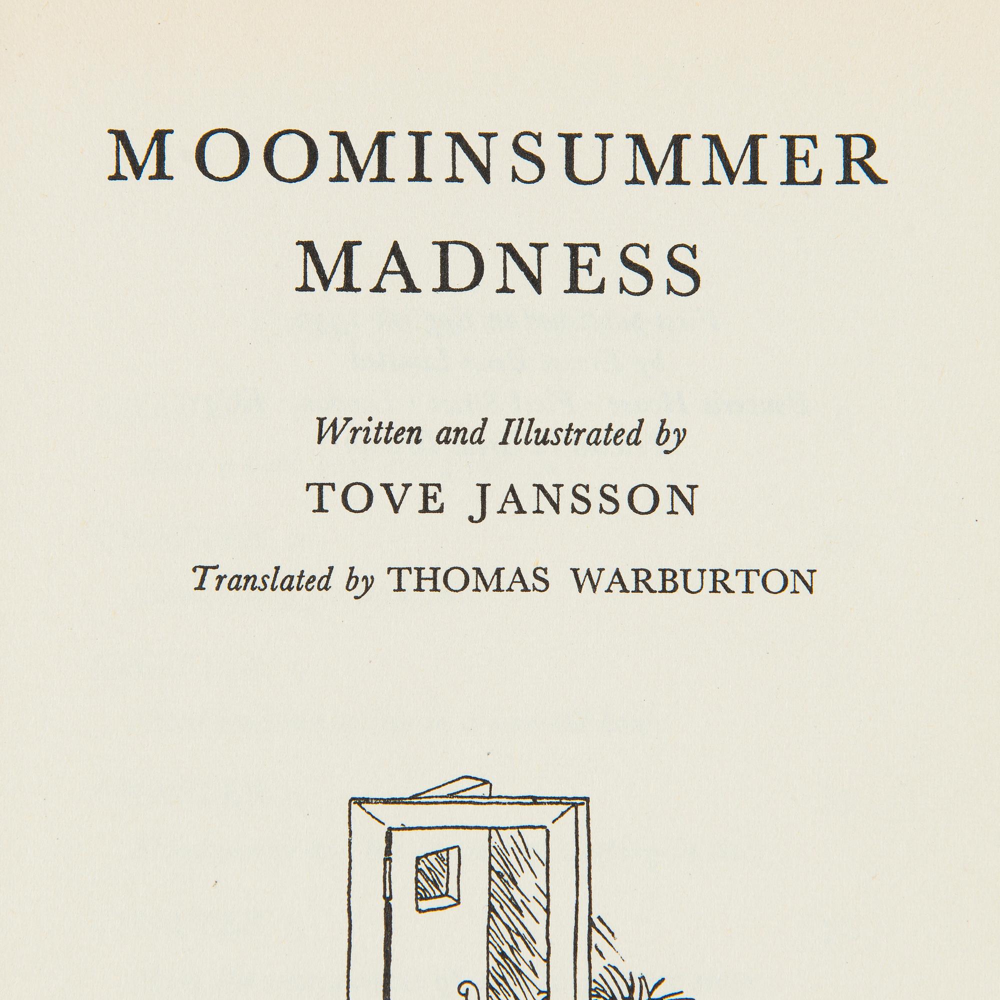 Tove Jansson, Bok 1 upplagan "Moominsummer Madness", Limited Ernest Benn London 1955.