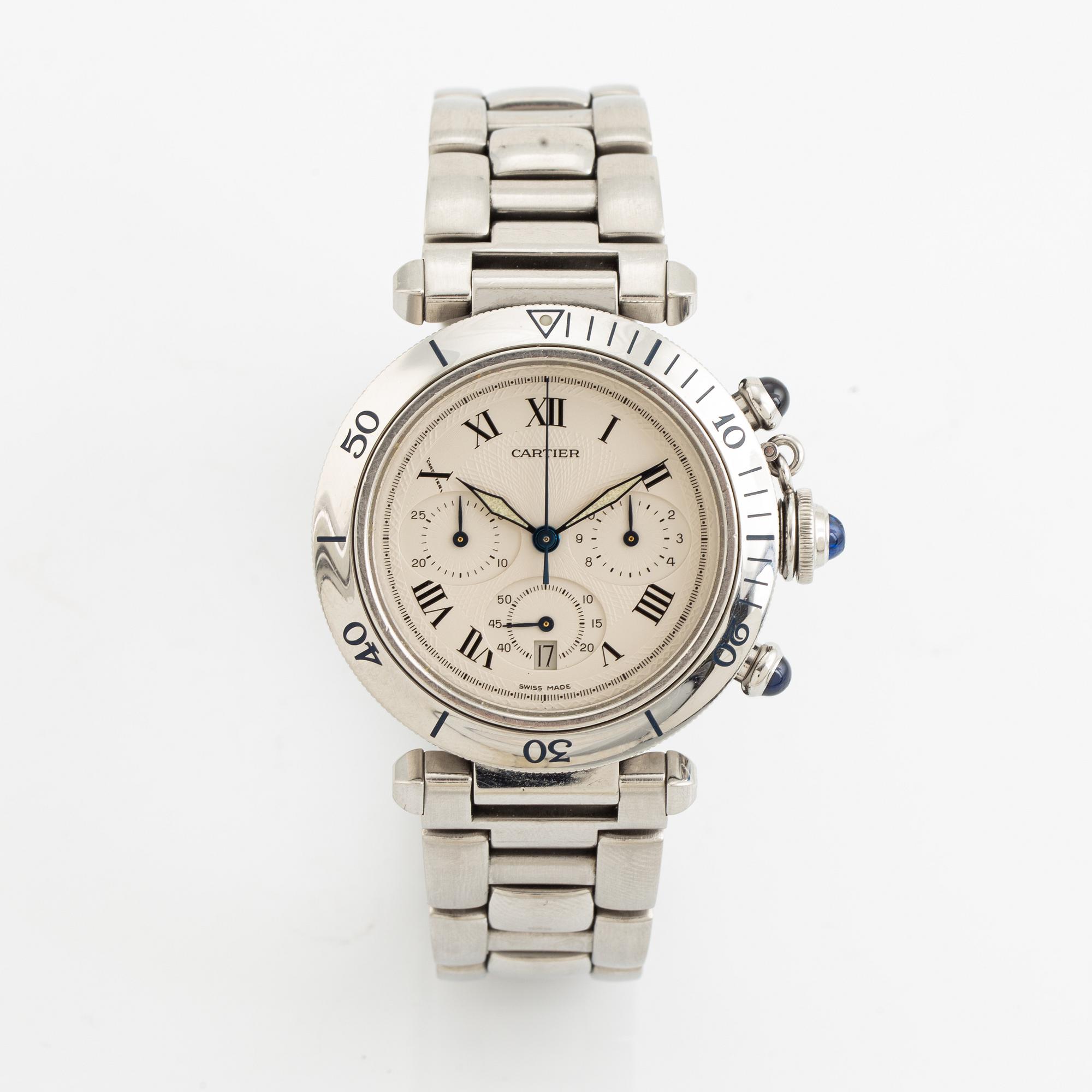 Cartier, Pasha, chronograph, wristwatch, 38 mm.