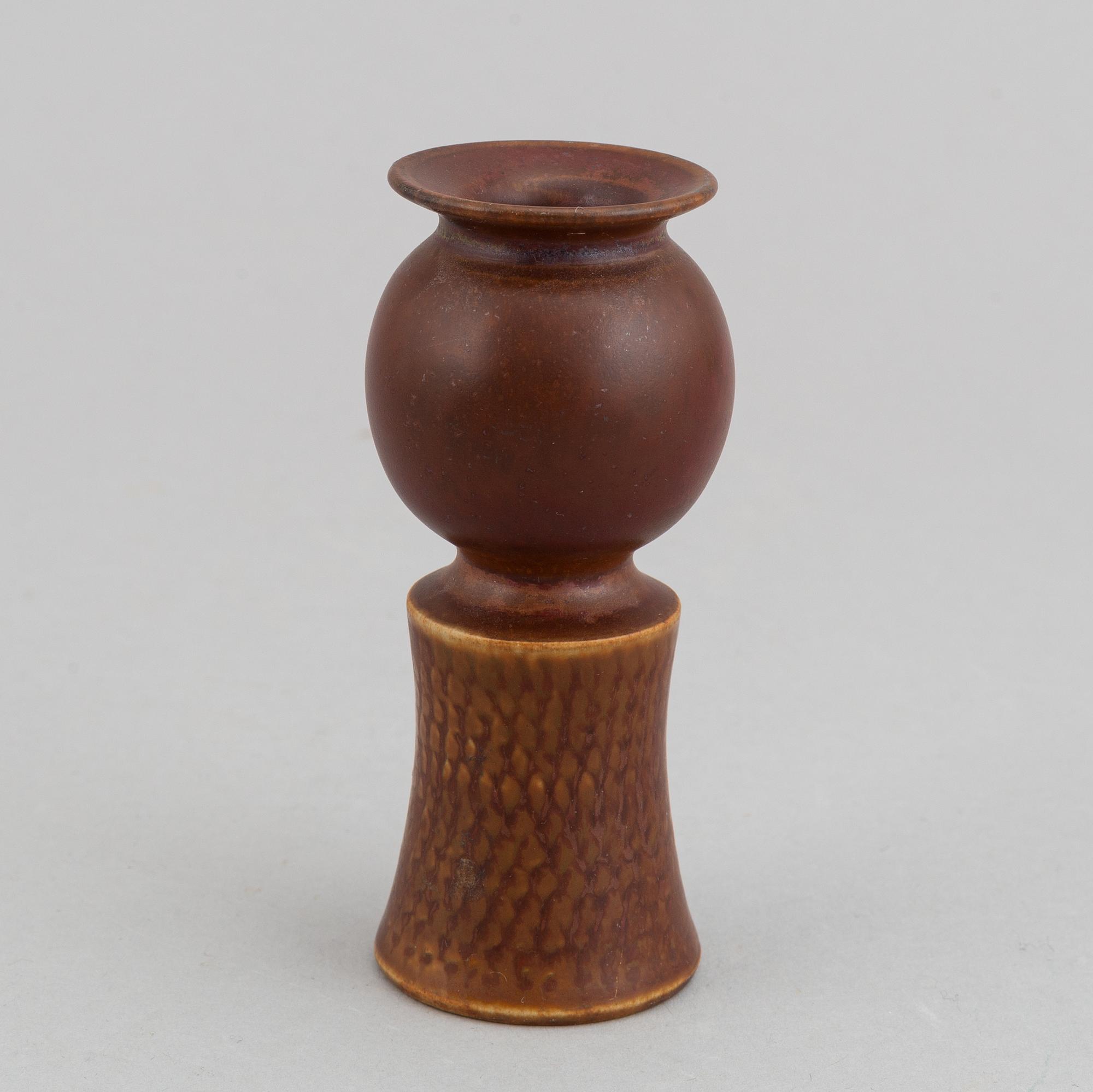 Stig Lindberg, a set of two stoneware vases and a bowl, Gustavsberg studio, Sweden 1960, 1968 and 1958-59.