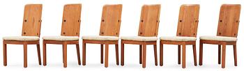 A set of six Axel Einar Hjorth stained pine 'Lovö' chairs, Nordiska Kompaniet.