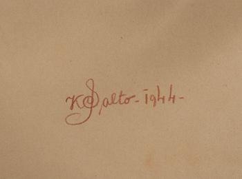 KAMMA SALTO, rödkrita, signerad och daterad 1944.