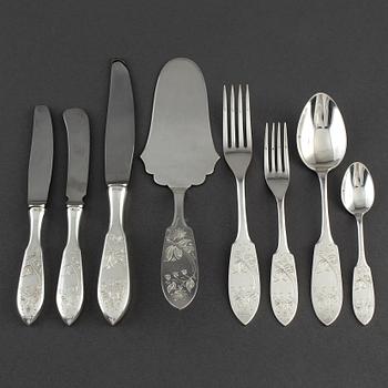 77 psc silver cutlery. Model 'Tornedal', C.O. Persson Ab, Haparanda 1978.
