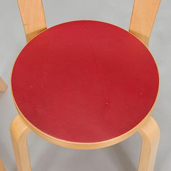 Alvar Aalto, A mid-20th century drop leaf table and three chairs for O.Y. Huonekalu-ja Rakennustyötehdas A.B.