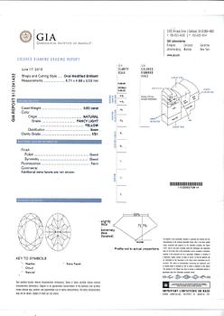 HÄNGE, 18 k vitguld med oval fasettslipad diamant, enl cert Fancy Light Yellow, ca 0,92 ct. Vikt ca 1 g.