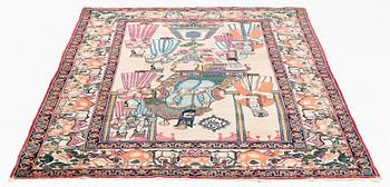 An antique Kerman Raver rug, ca 225 x 141 cm.