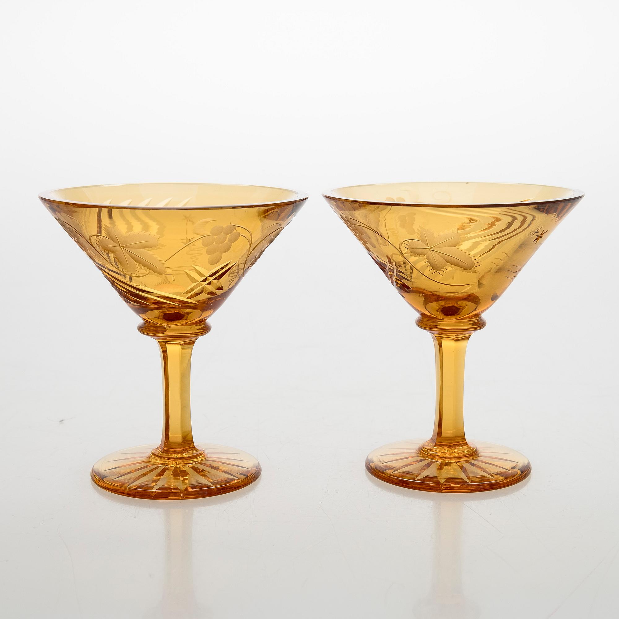 Cocktail-setti, 8 osaa, Karhulan Lasitehdas 1930-luku.