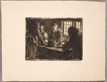 Anders Zorn · ANDERS ZORN, etsning, utförd 1905, signerad med blyerts