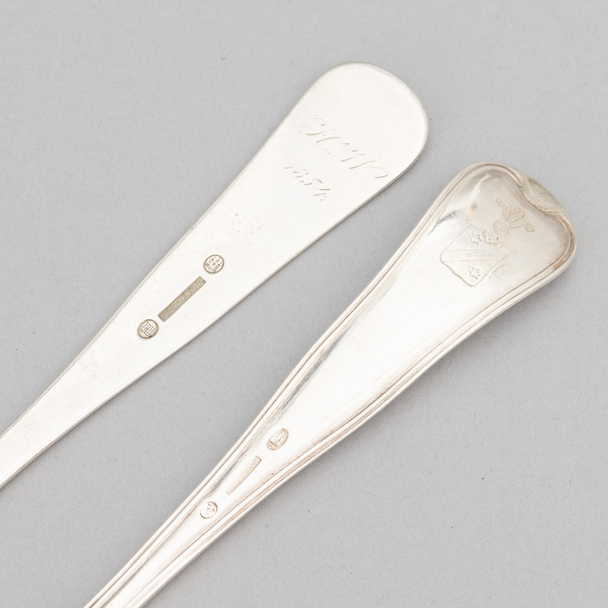 A Silver Cutlery, incl Jens Christian Thorning, Copenhagen 1864. (38 pieces).