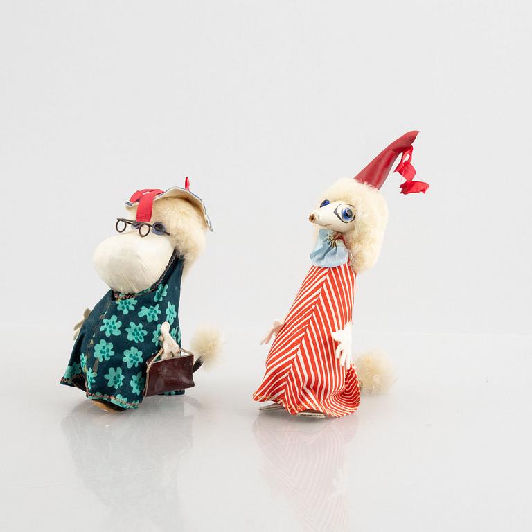 Atelier Fauni, muminfigurer, 2 st, Finland, 1950/60-tal.