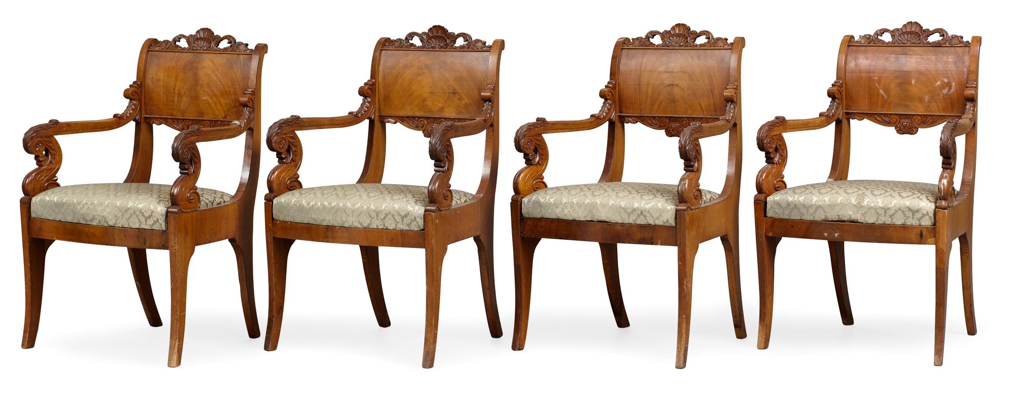 Four late Empire probably Baltic armchairs.