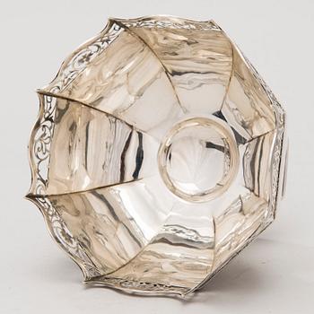 A footed bowl with pierced rim, mark of James Dixon & Sons, Sheffield 1906.