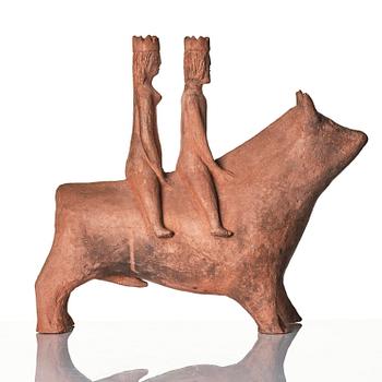 Helga Henschen, "Bröllopsresan", skulptur, terrakotta, egen studio 1950-60-tal.