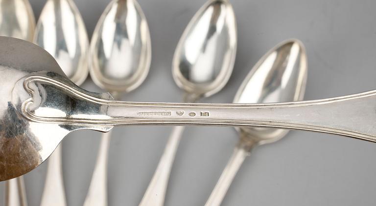 PART SILVER, 9 delar, bla Gustaf Theodor Folcker, 1800/1900-tal.