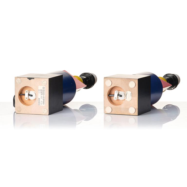 Olle Anderson, a pair of "Mondrian" table lamps, Belysia AB, Sweden, 1980s.