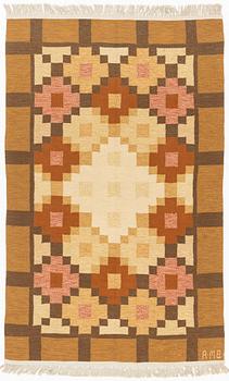A flat weave carpet, c 210 x 130 cm, signed AMB.