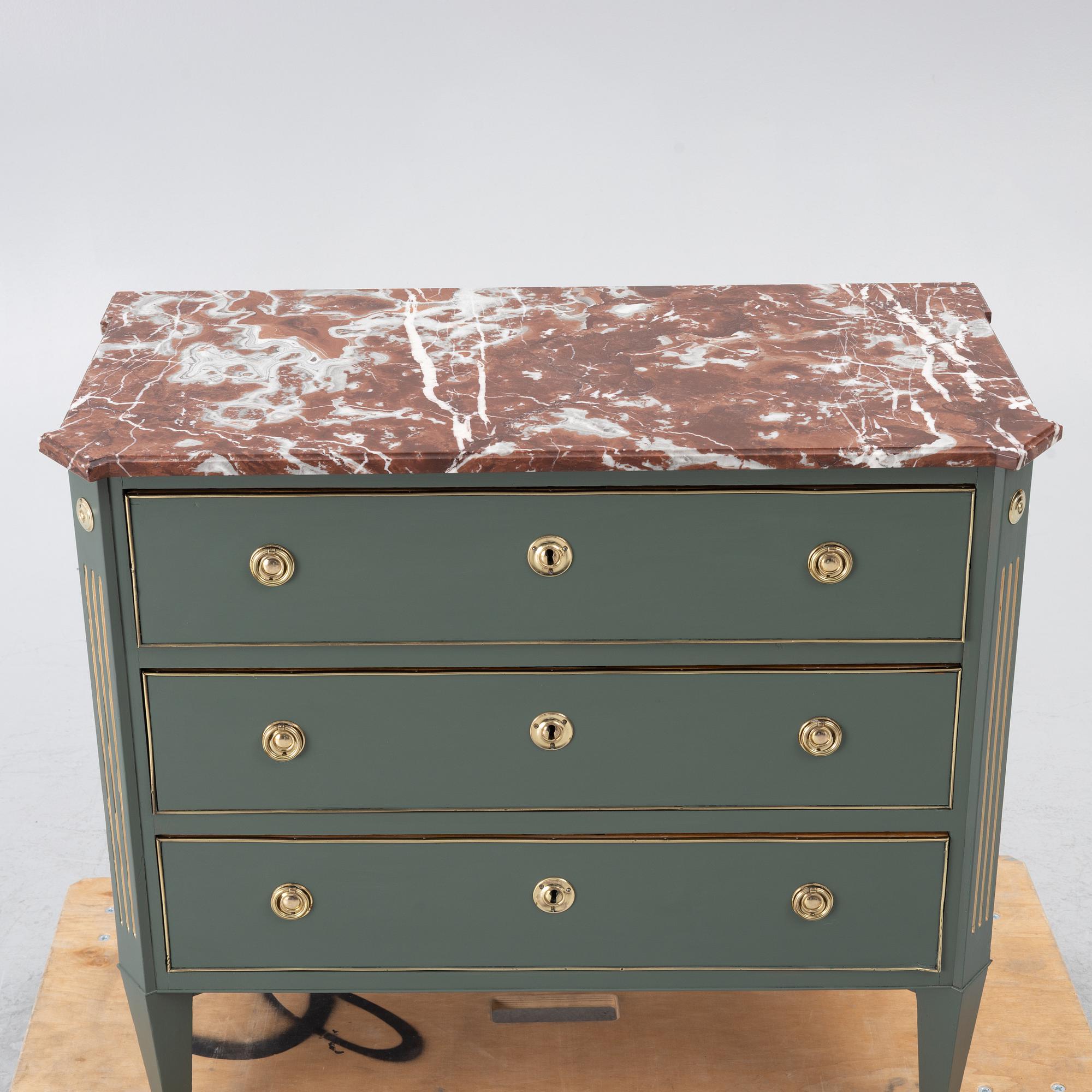 A Gustavian style chest of drawers, first half of the 20th century.