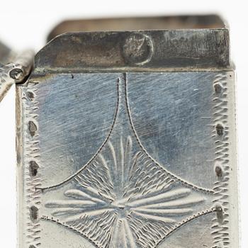 Six 19th century silver boxes.