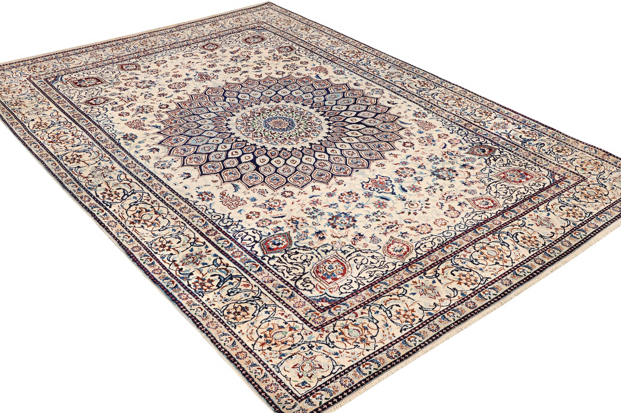 A part silk Nain carpet, 9LA, a. 344 x 245 cm.